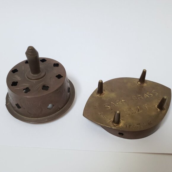 Vintage Brass Sarna India Etched Censure Incense Burner Bell 2 pc. - Picture 3 of 9